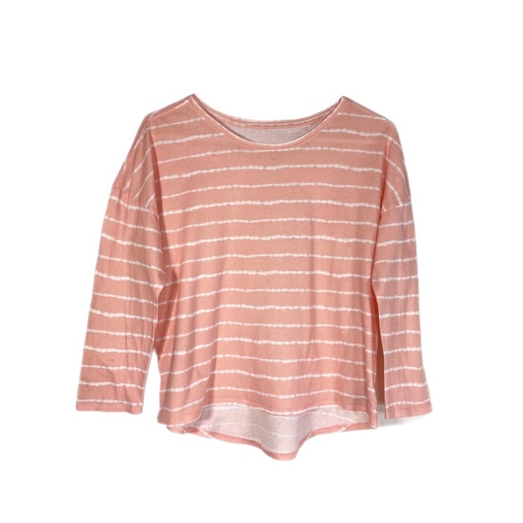 Old Navy Girl’s Pink Striped Softest Tee Long Sleeve Top - Picture 1 of 5